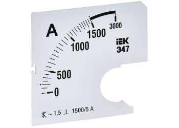 Шкала сменная для амперметра Э47 1500/5А класс точности 1,5 72х72мм IEK IPA10D-SC-1500