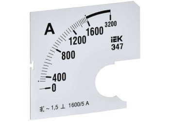 Шкала сменная для амперметра Э47 1600/5А класс точности 1,5 72х72мм IEK IPA10D-SC-1600