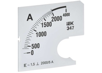 Шкала сменная для амперметра Э47 2000/5А класс точности 1,5 72х72мм IEK IPA10D-SC-2000