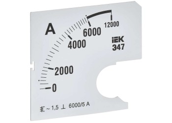 Шкала сменная для амперметра Э47 6000/5А класс точности 1,5 72х72мм IEK IPA10D-SC-6000