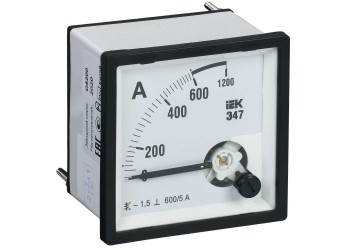 Амперметр аналоговый Э47 600/5А класс точности 1,5 96х96мм IEK IPA20-6-0600-E