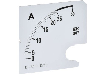 Шкала сменная для амперметра Э47 25/5А класс точности 1,5 96х96мм IEK IPA20D-SC-0025