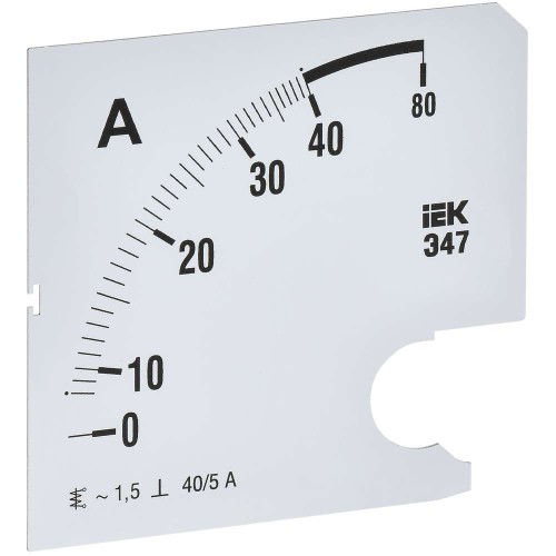 Шкала сменная для амперметра Э47 40/5А класс точности 1,5 96х96мм IEK IPA20D-SC-0040, купить в Минске по самой низкой цене