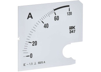 Шкала сменная для амперметра Э47 60/5А класс точности 1,5 96х96мм IEK IPA20D-SC-0060