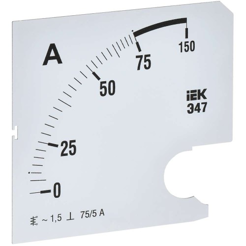 Шкала сменная для амперметра Э47 75/5А класс точности 1,5 96х96мм IEK IPA20D-SC-0075, купить в Минске по самой низкой цене