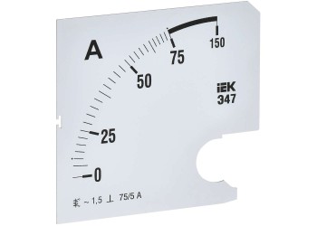 Шкала сменная для амперметра Э47 75/5А класс точности 1,5 96х96мм IEK IPA20D-SC-0075