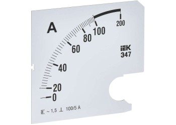 Шкала сменная для амперметра Э47 100/5А класс точности 1,5 96х96мм IEK IPA20D-SC-0100
