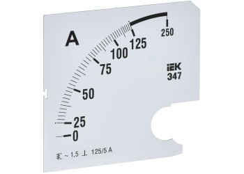 Шкала сменная для амперметра Э47 125/5А класс точности 1,5 96х96мм IEK IPA20D-SC-0125