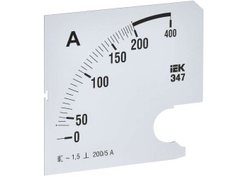 Шкала сменная для амперметра Э47 200/5А класс точности 1,5 96х96мм IEK IPA20D-SC-0200
