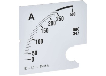 Шкала сменная для амперметра Э47 250/5А класс точности 1,5 96х96мм IEK IPA20D-SC-0250