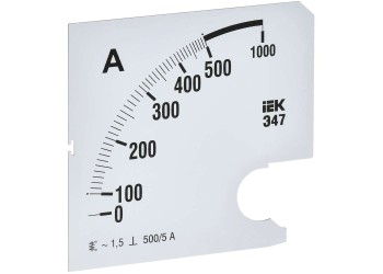 Шкала сменная для амперметра Э47 500/5А класс точности 1,5 96х96мм IEK IPA20D-SC-0500