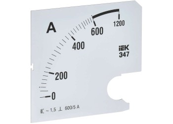 Шкала сменная для амперметра Э47 600/5А класс точности 1,5 96х96мм IEK IPA20D-SC-0600