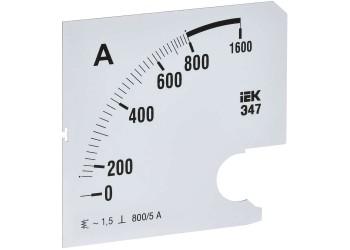 Шкала сменная для амперметра Э47 800/5А класс точности 1,5 96х96мм IEK IPA20D-SC-0800