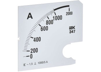 Шкала сменная для амперметра Э47 1000/5А класс точности 1,5 96х96мм IEK IPA20D-SC-1000