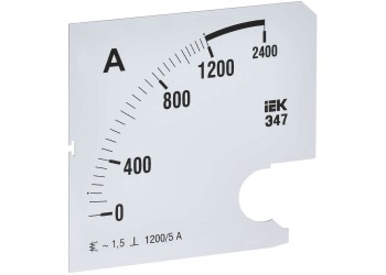 Шкала сменная для амперметра Э47 1200/5А класс точности 1,5 96х96мм IEK IPA20D-SC-1200
