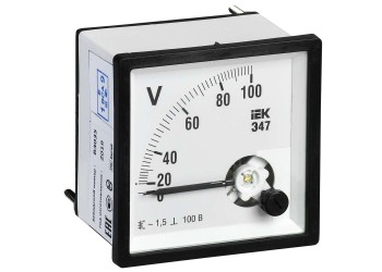 Вольтметр аналоговый Э47 100В класс точности 1,5 72х72мм IEK IPV10-6-0100-E