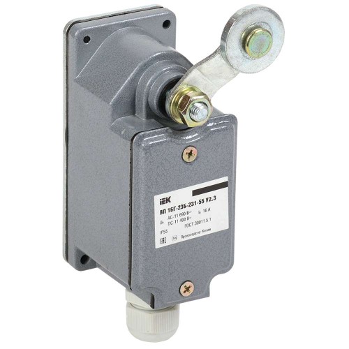 Выключатель концевой ВП 16Г-23Б-231-55 У2.3 рычаг с роликом/ход вправо/cамовозврат 1з+1р IP55 IEK KV-1-16-1, купить в Минске по самой низкой цене