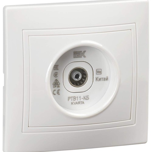 KVARTA Розетка TV проходная РТВ11-КБ белый IEK KV-A10-P-K01, купить в Минске по самой низкой цене