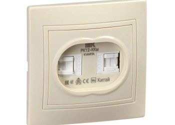 KVARTA Розетка 2-местная компьютерная RJ45 кат.5е РК12-ККм кремовый IEK KV-K20-K33