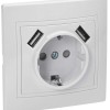 KVARTA Розетка с заземлением с защитными шторками 16А USBх2 2,1А РЮш10-1-КБ белый IEK KV-R14-16-U2-K01, купить в Минске по самой низкой цене
