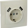 KVARTA Розетка с заземлением с защитными шторками 16А USBх2 2,1А РЮш10-1-ККм кремовый IEK KV-R14-16-U2-K33, купить в Минске по самой низкой цене