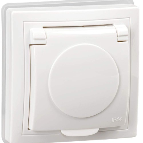 KVARTA Розетка с заземлением с защитными шторками с крышкой 16А IP44 РСбш10-3-КБ-44 белый IEK KV-R16-16-44-K01, купить в Минске по самой низкой цене
