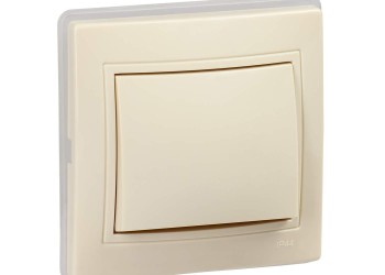 KVARTA Выключатель 1-клавишный 10А IP44 ВС10-1-0-ККм-44 кремовый IEK KV-V10-10-44-K33