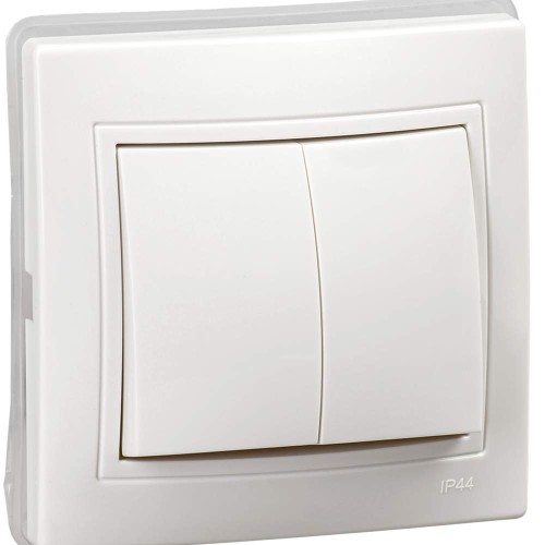 KVARTA Выключатель 2-клавишный 10А IP44 ВС10-2-0-КБ-44 белый IEK KV-V20-10-44-K01, купить в Минске по самой низкой цене