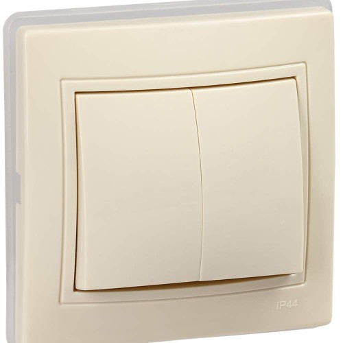 KVARTA Выключатель 2-клавишный 10А ВС10-2-0-ККм-44 кремовый IEK KV-V20-10-44-K33, купить в Минске по самой низкой цене