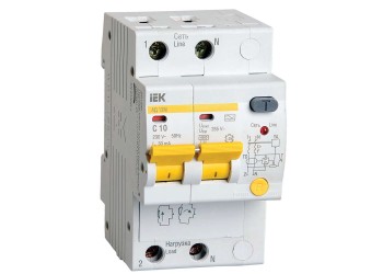KARAT Дифференциальный автомат АД12M 2P C10 30мА тип A IEK MAD12-2-010-C-030