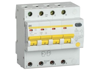 KARAT Дифференциальный автомат АД14S 4P 40А 100мА тип AC IEK MAD13-4-040-C-100