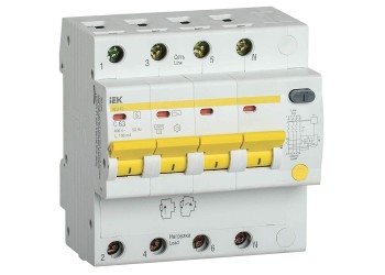 KARAT Дифференциальный автомат АД14S 4P 63А 100мА тип AC IEK MAD13-4-063-C-100