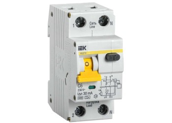 KARAT Автоматический выключатель дифференциального тока АВДТ 32 C6 30мА тип A IEK MAD22-5-006-C-30