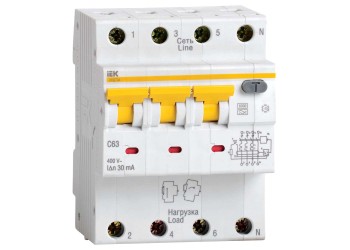 Автоматический выключатель дифференциального тока АВДТ34 C10 10мА IEK MAD22-6-010-C-10