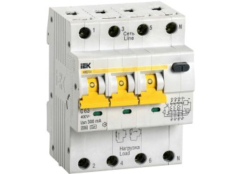 KARAT Автоматический выключатель дифференциального тока АВДТ 34 C63 300мА тип A IEK MAD22-6-063-C-300