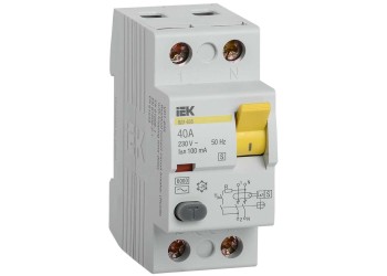 Выключатель дифференциальный (УЗО) ВД1-63S 2Р 40А 100мА IEK MDV12-2-040-100