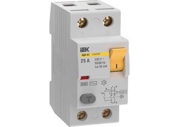 Выключатель дифференциальный (УЗО) KARAT ВД3-63 2P 25А 30мА 6кА тип AC IEK MDV20-2-025-030