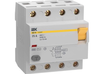 Выключатель дифференциальный (УЗО) KARAT ВД3-63 4P 25А 10мА 6кА тип AC IEK MDV20-4-025-010