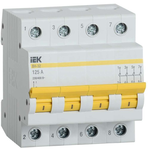 KARAT Выключатель нагрузки (мини-рубильник) ВН-32 4P 125А IEK MNV10-4-125, купить в Минске по самой низкой цене