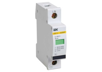 KARAT Ограничитель импульсного перенапряжения ОПС1-C 1P In=20кА Un=400В Im=40кА IEK MOP20-1-C