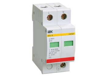 KARAT Ограничитель импульсного перенапряжения ОПС1-B 2P In=30кА Un=400В Im=60кА IEK MOP20-2-B