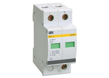 KARAT Ограничитель импульсного перенапряжения ОПС1-C 2P In=20кА Un=400В Im=40кА IEK MOP20-2-C