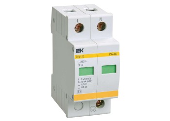 KARAT Ограничитель импульсного перенапряжения ОПС1-D 2P In=5кА Un=230В Im=10кА IEK MOP20-2-D