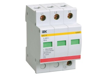 KARAT Ограничитель импульсного перенапряжения ОПС1-B 3P In=30кА Un=400В Im=60кА IEK MOP20-3-B