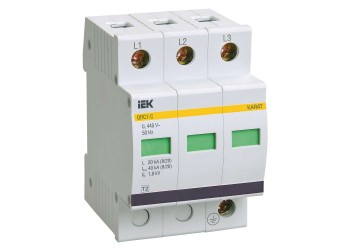KARAT Ограничитель импульсного перенапряжения ОПС1-C 3P In=20кА Un=400В Im=40кА IEK MOP20-3-C