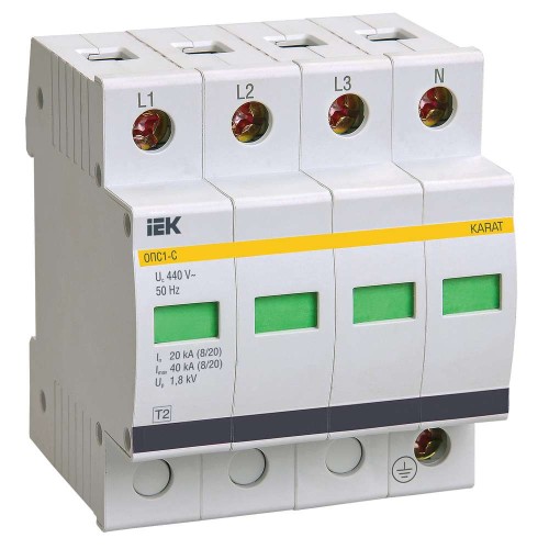 KARAT Ограничитель импульсного перенапряжения ОПС1-C 4P In=20кА Un=400В Im=40кА IEK MOP20-4-C, купить в Минске по самой низкой цене