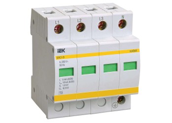 KARAT Ограничитель импульсного перенапряжения ОПС1-D 4P In=5кА Un=230В Im=10кА IEK MOP20-4-D