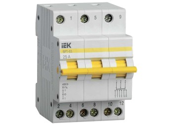 Выключатель-разъединитель трехпозиционный ВРТ-63 3P 25А IEK MPR10-3-025