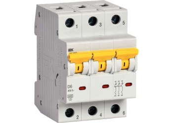 Автоматический выключатель ВА47-60МА без теплового расцепителя 3P 6А 6кА D IEK MVA33-3-006-D