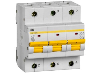 Автоматический выключатель ВА47-100МА без теплового расцепителя 3P 10А 10кА D IEK MVA43-3-010-D
